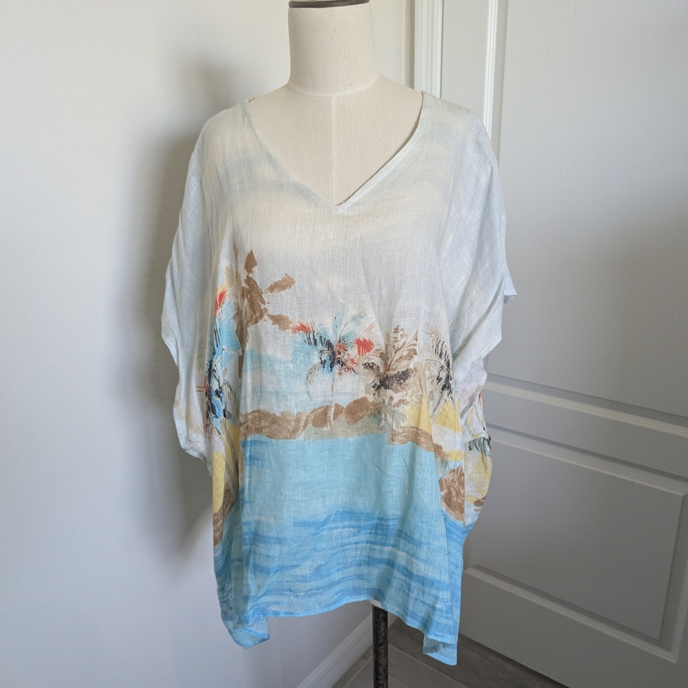 Chico's Multicolor V-Neck Tunic Top